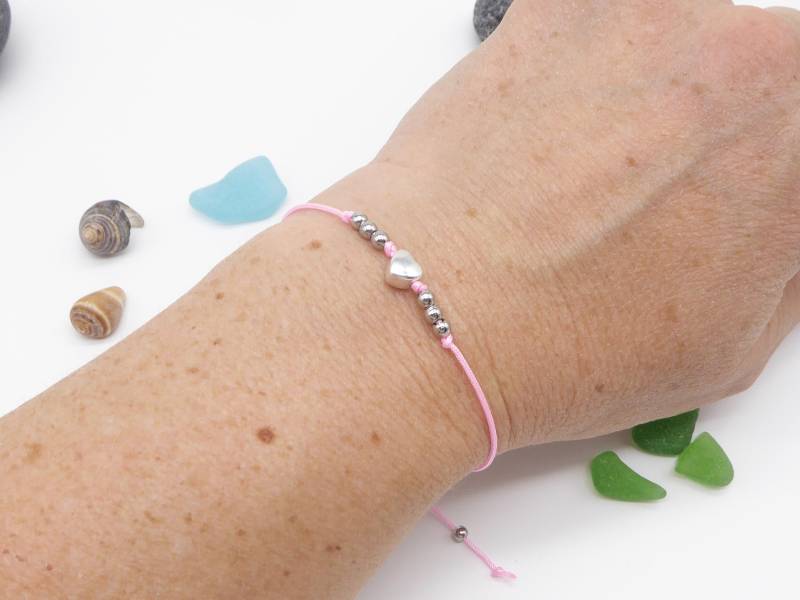 Feines Armband in Wunschfarbe, Mittelteil Wählbar, Verstellbar Mit Schiebeknoten, Geschenk Für Frauen Und Mädchen von SanDesign4u