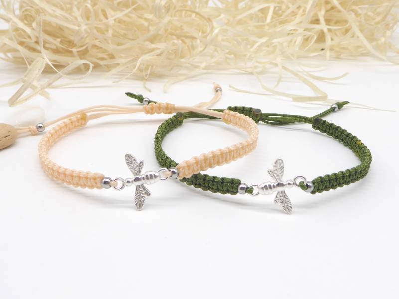 Makramee-Armband, Biene, Wunschfarbe Viele Farben, Makramee Mit Schiebeknoten, Geschenk Frau Mädchen, Natur Bienen von SanDesign4u