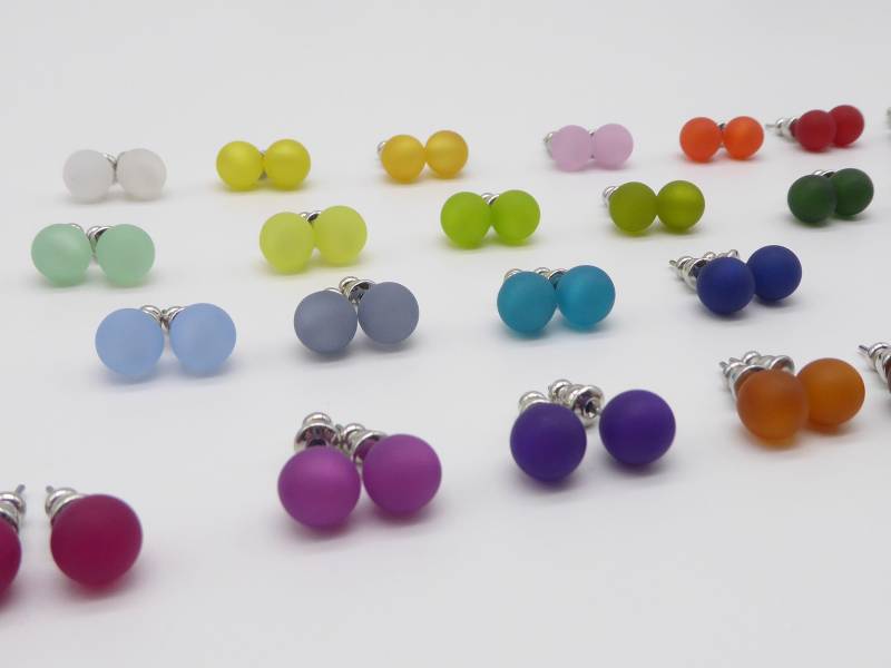 Ohrstecker Mit 8 Mm Großer Polaris-Perle, Viele Farben Zur Auswahl, Hübscher Ohrschmuck Für Frauen Und Mädchen von SanDesign4u