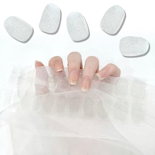 SanFangyue Halb Ausgehärtete Gel Nagelfolien Klar Weißer Nagelset uv Gel Nagelfolie Nageldesign Nagelfolie Selbstklebend Wraps 22 Aufkleber von SanFangyue