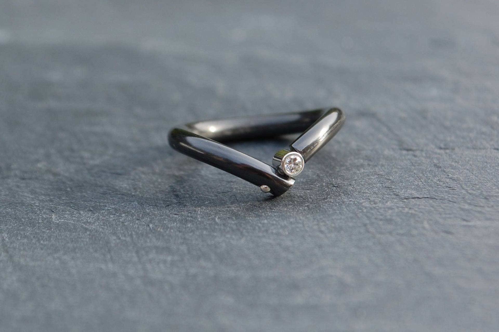 Schwarz Zirkonium Ring, 925 Silber Und Diamant Schwarz Zirkonium Ring, 925 Silber Und Diamant von SanJewelryDesignArt