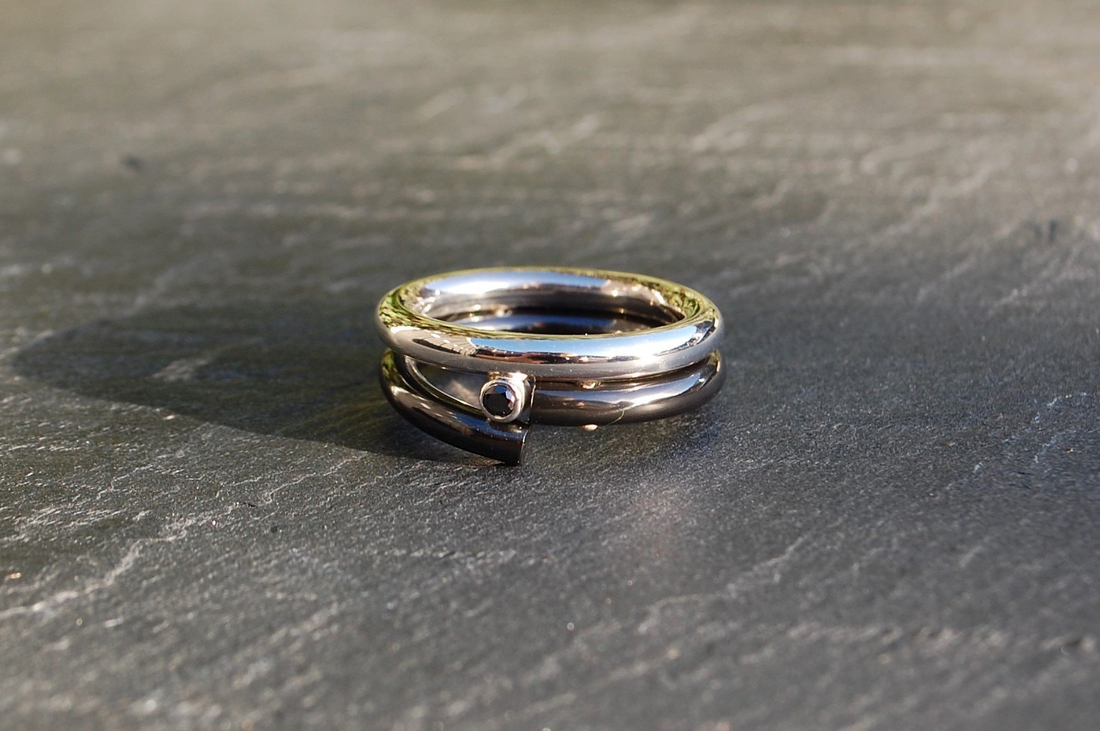 Silber Mit Schwarzen Zirkon-Ring Und Black Diamond Silber Mit Schwarzen Zirkon-Ring Und Black Diamond von SanJewelryDesignArt
