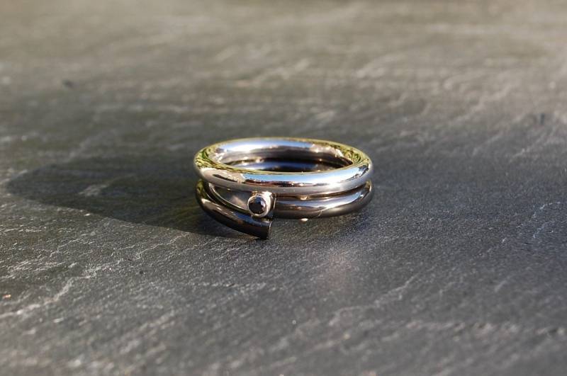 Silber Mit Schwarzen Zirkon-Ring Und Black Diamond Silber Mit Schwarzen Zirkon-Ring Und Black Diamond von SanJewelryDesignArt