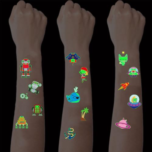 SanKristo 15 Blätter Leuchtende Temporäre Tattoos für Kinder Wasserdicht Piraten Roboter PiratenTattoo Aufkleber Set Mädchen Jungen Glow In The Dark Geburtstag Geschenk für Kinder Party SanKristo 15 Blätter Leuchtende Temporäre Tattoos für Kinder Wasserdicht Piraten Roboter PiratenTattoo Aufkleber Set Mädchen Jungen Glow In The Dark Geburtstag Geschenk für Kinder Party von SanKristo