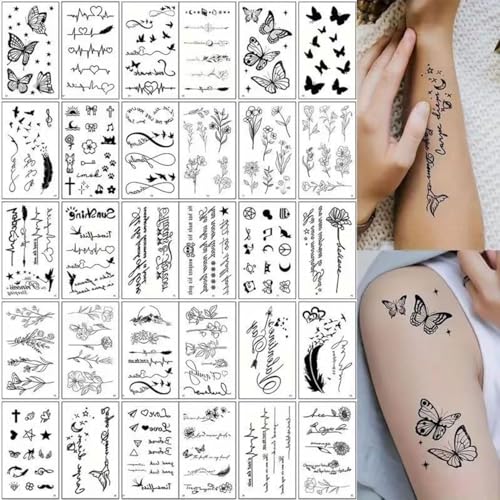 SanKristo 30 Blätter Temporäre Tattoos für Frauen Mann 3D Blumen Blätter Worte Schmetterling Tattoos Aufkleber für Hand Arm Beine Fake Wasserdicht Erwachsene Tattoo Aufkleber SanKristo 30 Blätter Temporäre Tattoos für Frauen Mann 3D Blumen Blätter Worte Schmetterling Tattoos Aufkleber für Hand Arm Beine Fake Wasserdicht Erwachsene Tattoo Aufkleber von SanKristo
