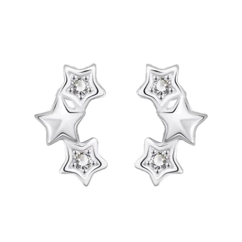 SanKristo 925 Sterlingsilber-Ohrstecker mit Durchbrochenem Fünfzackigem Stern für Damen, Hypoallergene Funkelnde Ohrstecker Schmuckgeschenk für Sie, Silber von SanKristo