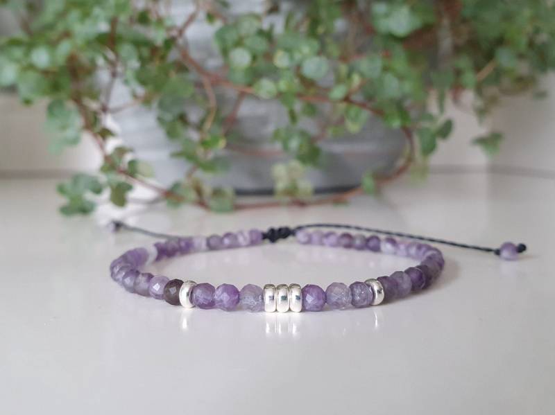 Amethyst Armband Mit 925 Silber Perlen - Geburtsstein Februar Edelsteine Boho Hochzeit- Bohemian Chic Gemstones Minimalistisch von SanMikaDesign