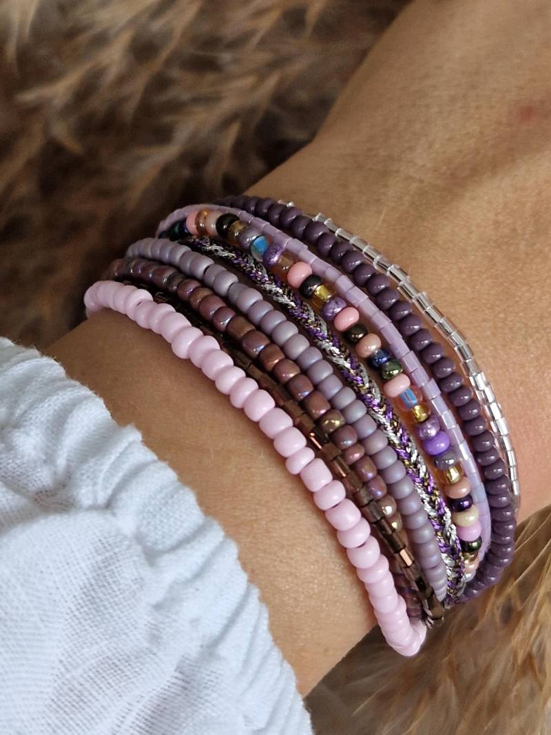 Boho Armband Mehrreihig | Miyuki Toho Preciosa Stapelarmband Perlenarmband Statement Armband Layering Style Hingucker von SanMikaDesign