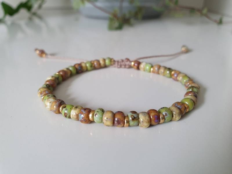 Boho Perlen Armband Grün Braun - Miyuki Surfer Für Männer Bohemian Schmuck Freundschaftsarmband von SanMikaDesign