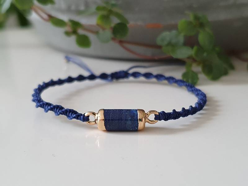 Lapislazuli Makramee Armband - Lapis Lazuli Edelsteinarmband Boho Freundschaftsarmband Bohemian Chic Gemstones Edelstein Schmuck von SanMikaDesign