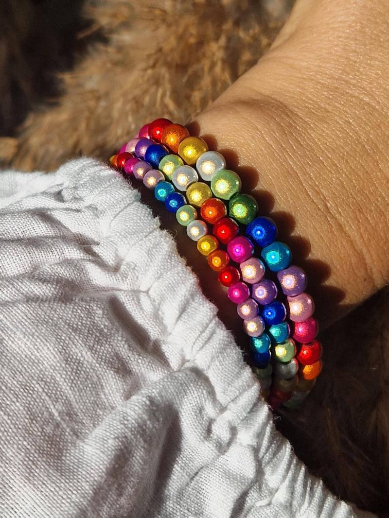 Miracle Pearls Armband | Schimmerndes Regenbogenfarben Buntes Freundschaftsamband Magic Pearls Miracleperlen von SanMikaDesign
