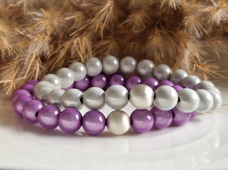 Miracle Pearls Armband | Schimmerndes Regenbogenfarben Silbernes Freundschaftsamband Magic Pearls Miracleperlen von SanMikaDesign