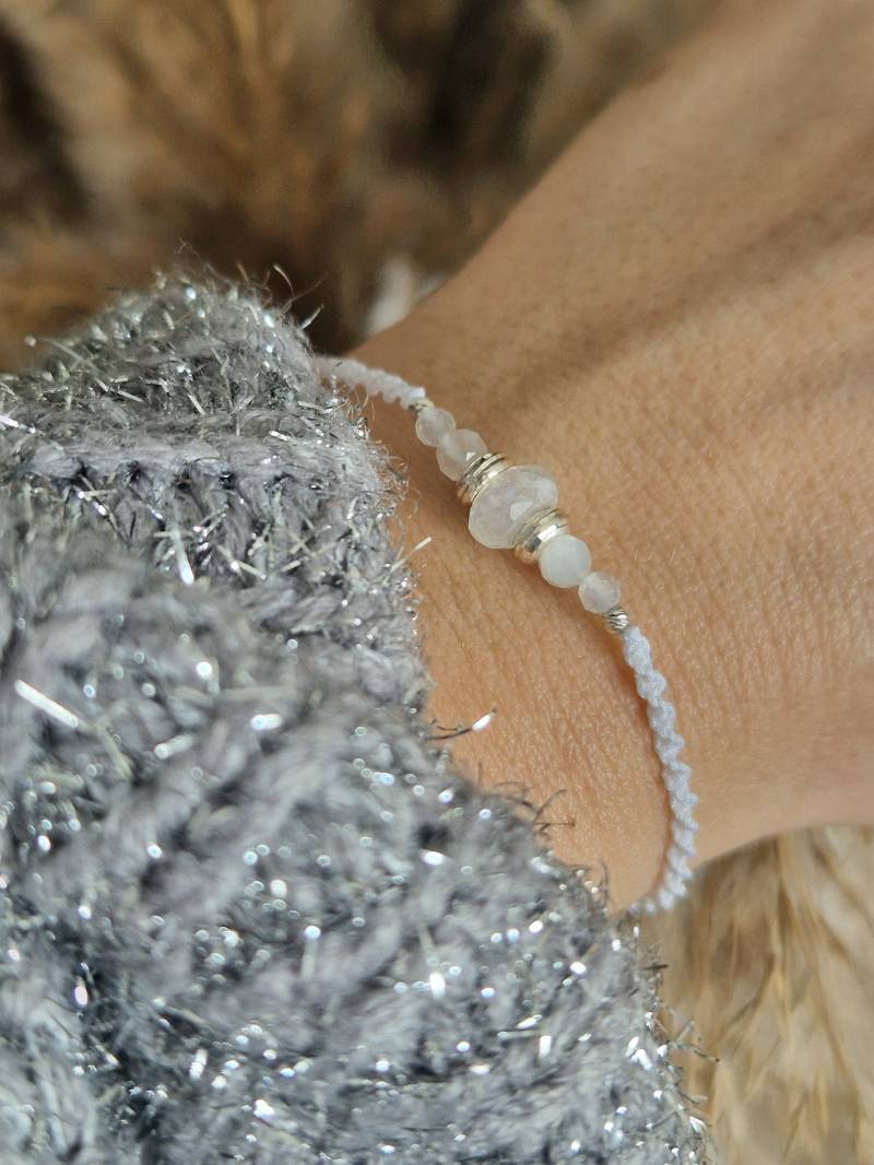 Moonstone Armband Mit 925Er Silber Perlen | Geburtsstein Juni Mondstein Schmuck Edelstein Elegant Heilstein Unikat von SanMikaDesign