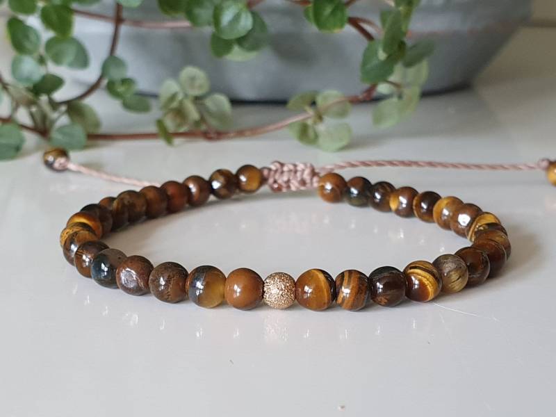 Tigerauge Armband - Gold Filled Edelsteinarmband Edelsteine Boho Hochzeit Gemstones Minimalistisch Edelstein Schmuck von SanMikaDesign