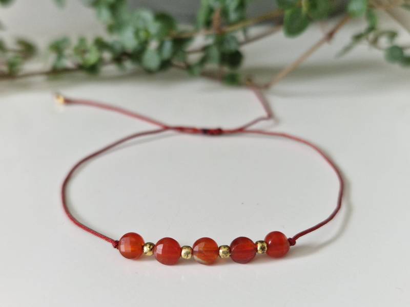 Zartes Karneol Armband Mit 925 Silber Perlen - Carnelian Schmuck Karneol Edelsteinarmband Boho Bohemian Gemstones von SanMikaDesign