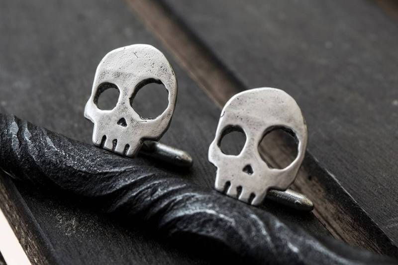 Handgemachte Manschettenknöpfe Aus Sterlingsilber Oder Messing, Gothic Biker Stil von SanSanAtelier