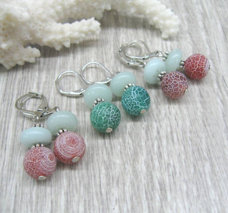 Sommer Ohrringe Mint Jade Rot Knistern Achat Girly Schmuck Sommer-Party Bevorzugen Multi Farbe Perlen Erschwingliche Geschenk Weihnachten von SanaGem