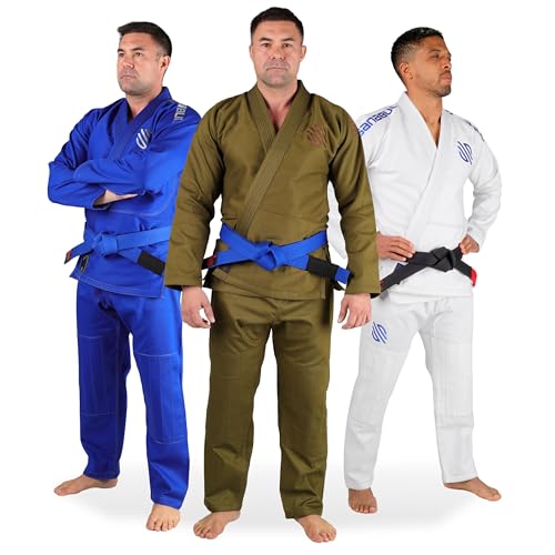 Sanabul Essentials V.2 Ultraleichter vorgeschrumpfter BJJ Jiu Jitsu Gi (siehe spezielle Größenanleitung) (Grün, A3) von Sanabul