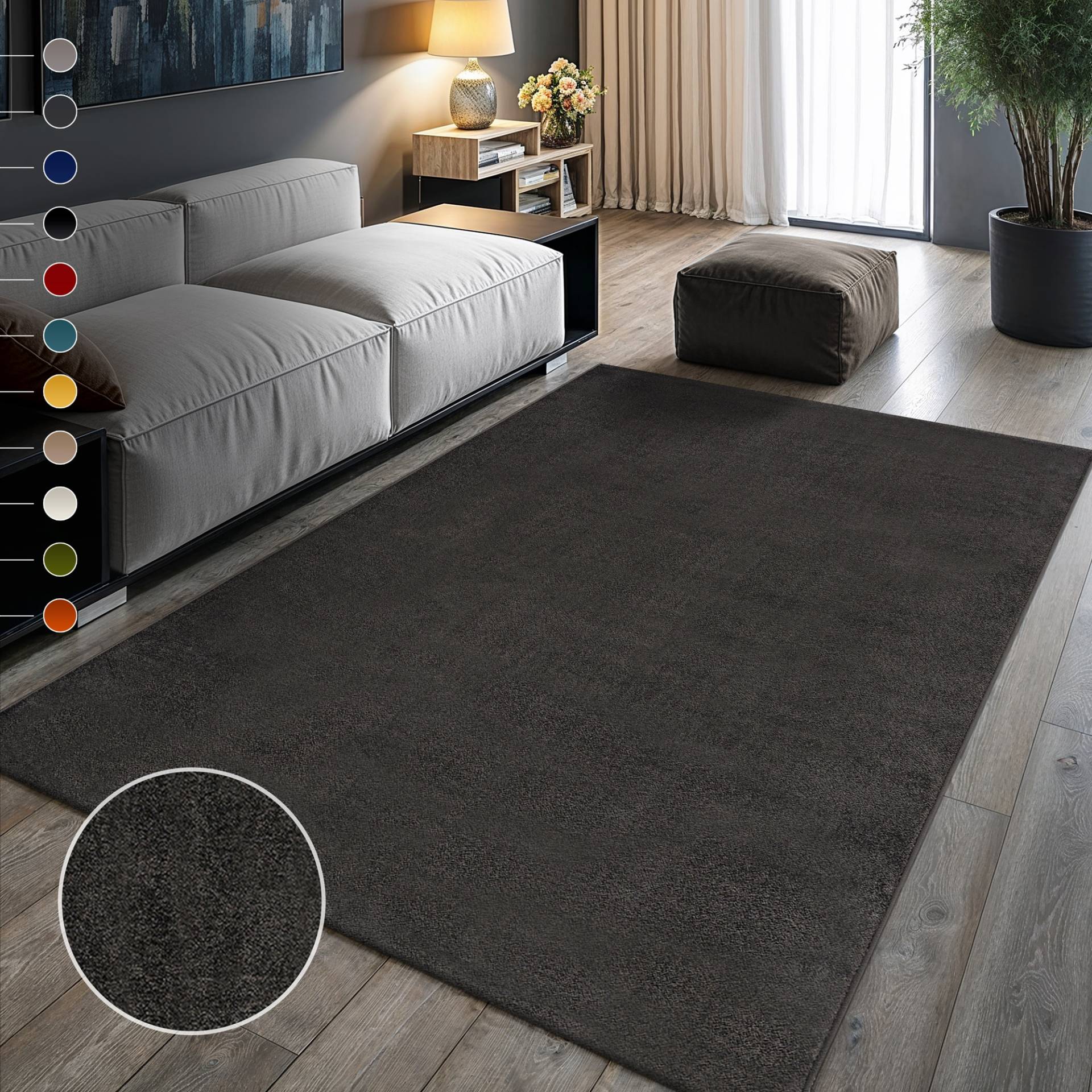 Sanat Teppich "UNI, auch als Läufer- und Rundgrößen erhältlich" rechteckig 13 mm Höhe robuster Kurzflorteppich, große Farbauswahl, Wohnzimmer, alle Räume von Sanat