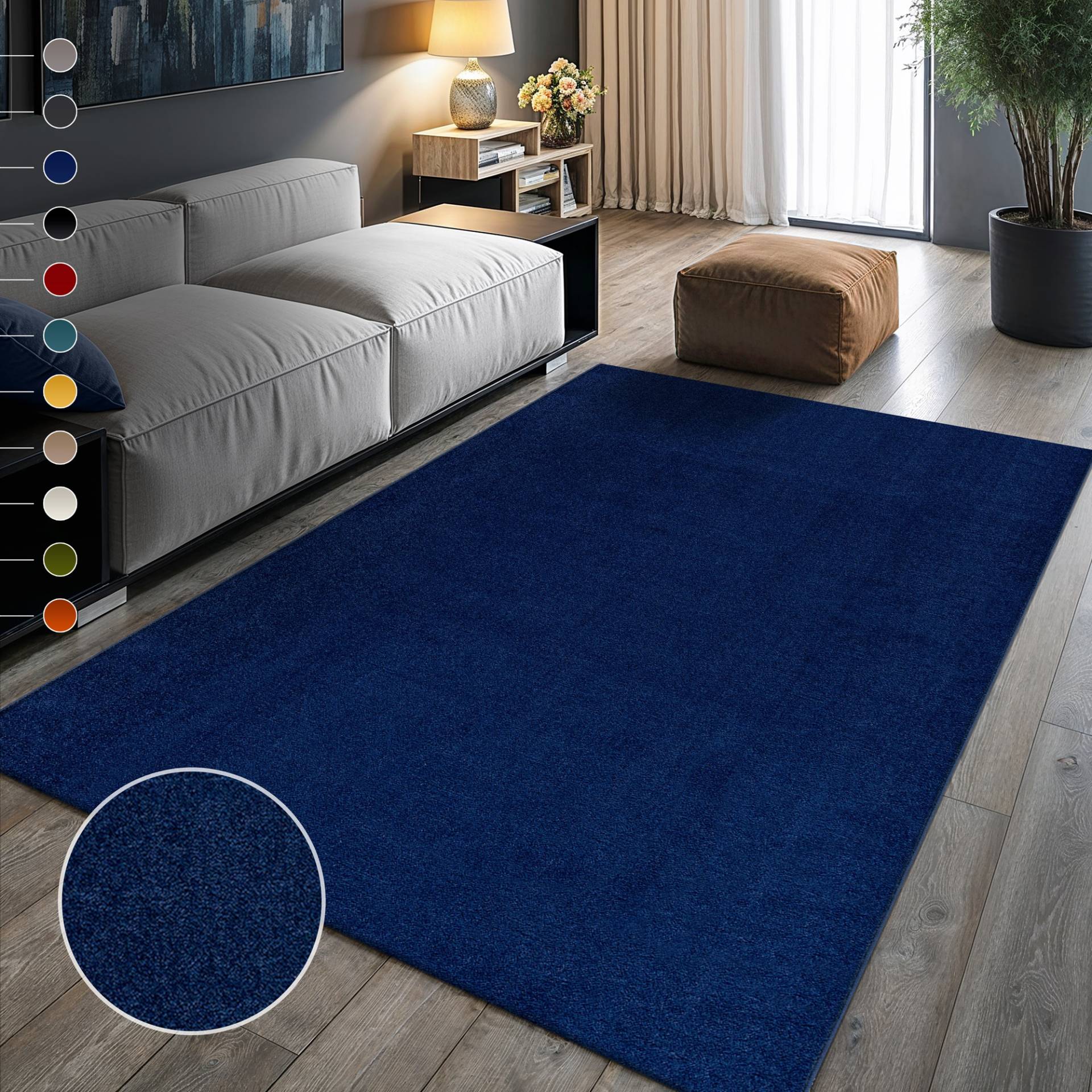 Sanat Teppich "UNI, auch als Läufer- und Rundgrößen erhältlich" rechteckig 13 mm Höhe robuster Kurzflorteppich, große Farbauswahl, Wohnzimmer, alle Räume von Sanat