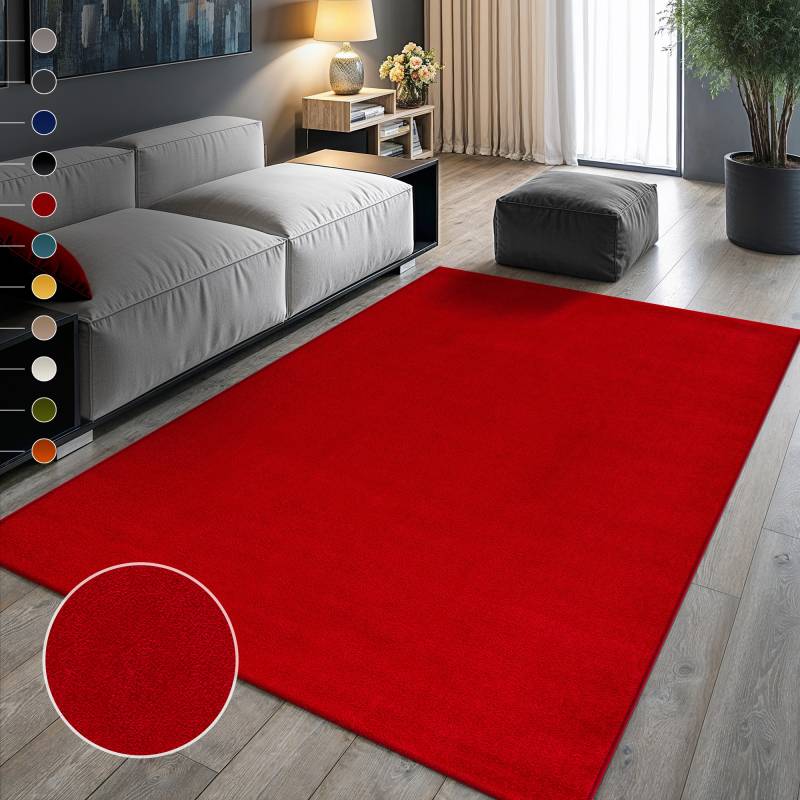 Sanat Teppich "UNI, auch als Läufer- und Rundgrößen erhältlich" rechteckig 13 mm Höhe robuster Kurzflorteppich, große Farbauswahl, Wohnzimmer, alle Räume von Sanat