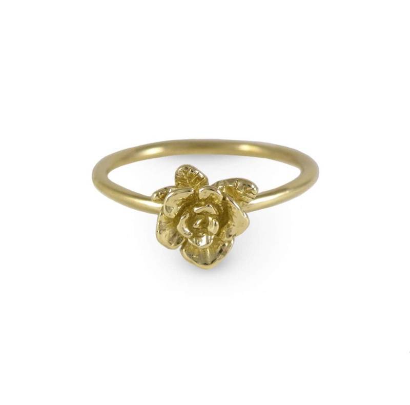 Handgemachter 14K Gelbgold Rosenring Blumiger Schmuck von SanazarRose