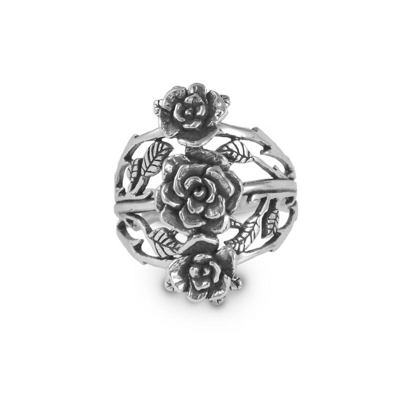 Dreibettzimmer Rose Ring, Handgemachte Sterling Silber Triple Ring von SanazarRose