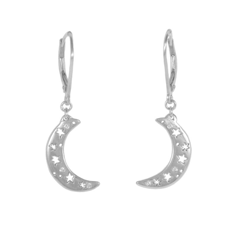 Halbmond Ohrringe, Mond Stern Mondphase, Schmuck, Sterling Silber Handgefertigt, Schmuck-Set von SanazarRose