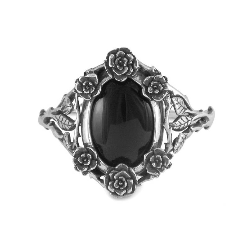 Manschette Armband, Statement, Mini Rose Armband Mit Onyxstein, Onyx, Schwarzer Sterling Silber Armreif von SanazarRose