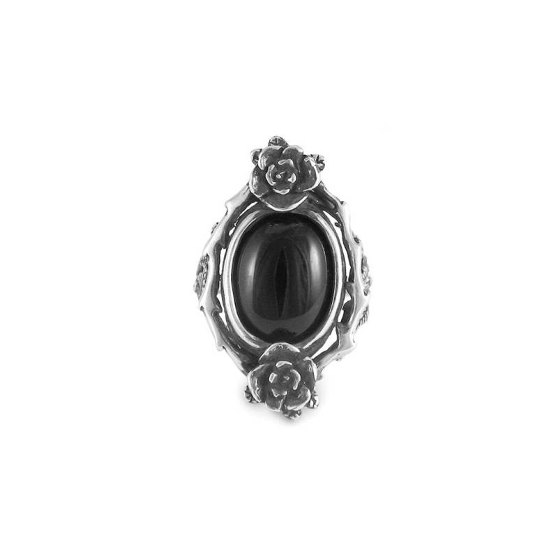 Rose Ring, Mini Ring Mit Onyx Stein, Aussagering, Schwarzer Onyxring, Sterling Silberring, Handgefertigt von SanazarRose