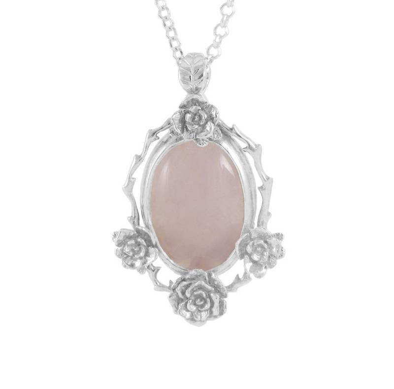 Sterling Silber, Rosenquarz Halskette, Mini Rose Statementkette, Handgemachte Anhänger, Halskette von SanazarRose