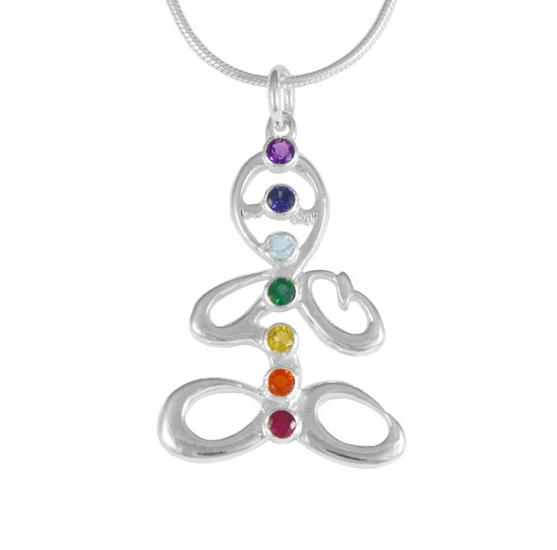 Yoga Schmuck, Chakra Ohm Lotus, Handgemachte Sterling Silber Halskette, Lotus Anhänger, Regenbogen Edelstein Anhänger von SanazarRose