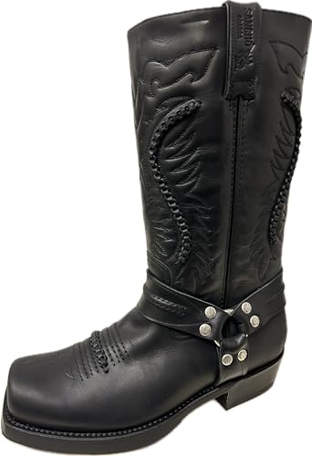 Sancho Boots Cowboydtiefel Westernstiefel Motorradstiefel Biker Stiefel 5859 Schwarz bereits besohlt (Numeric_42) von Sancho