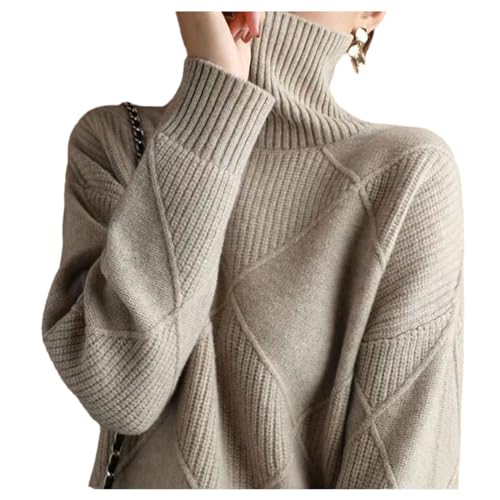 Sanctiond Kaschmir Pullover Damen Rollkragen, Cashmere Pullover Damen, Langärmliger Weicher Warmer Strickpullover Mit für Herbst und Winter (DE/NL/SE/PL, Alphanumerisch, L, Regular, Regular, Beige A) von Sanctiond