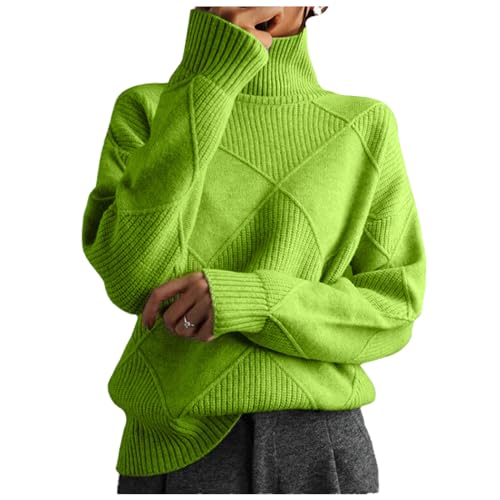 Sanctiond Kaschmir Pullover Damen Rollkragen, Cashmere Pullover Damen, Langärmliger Weicher Warmer Strickpullover Mit für Herbst und Winter (DE/NL/SE/PL, Alphanumerisch, M, Regular, Regular, Green) von Sanctiond