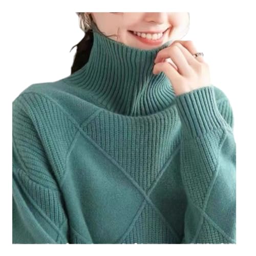 Sanctiond Kaschmir Pullover Damen Rollkragen, Cashmere Pullover Damen, Langärmliger Weicher Warmer Strickpullover Mit für Herbst und Winter (DE/NL/SE/PL, Alphanumerisch, M, Regular, Regular, Green A) von Sanctiond