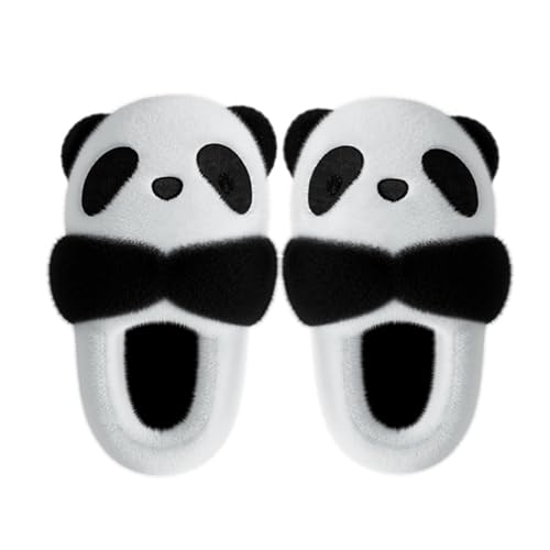 Sanctiond Panda Fuzzy Foam Slipper, Kawaii Panda Slipper, Cute Winter Warm Cozy Plush Lined Non-Slip House Slippers (White A, Erwachsene, Damen, 44, Numerisch (von/bis), EU Schuhgrößensystem, 45, M) von Sanctiond