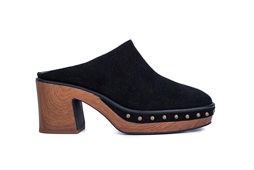 Sanctuary Damen Emily Plateau Clogs - Slip-On Blockabsatz Pantoletten mit gepolsterter Innensohle und minimalistischem Design, Schwarz, 37.5 EU von Sanctuary
