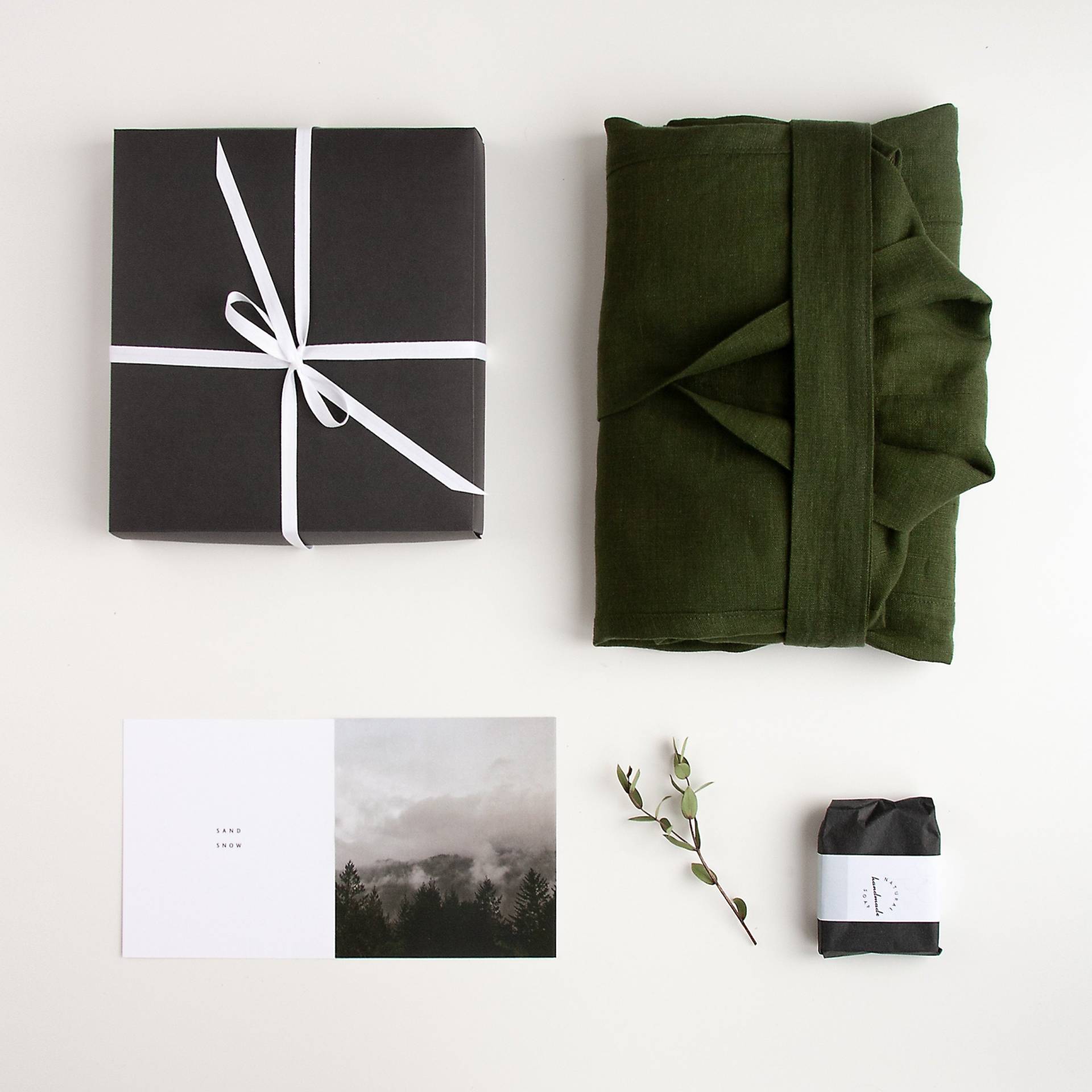 Geschenk Set Für Sie, Grüner Leinen Bademantel, Frau Dunkelgrün Natur Kimono Bademantel Frauen, Kurzer von SandSnowLinen