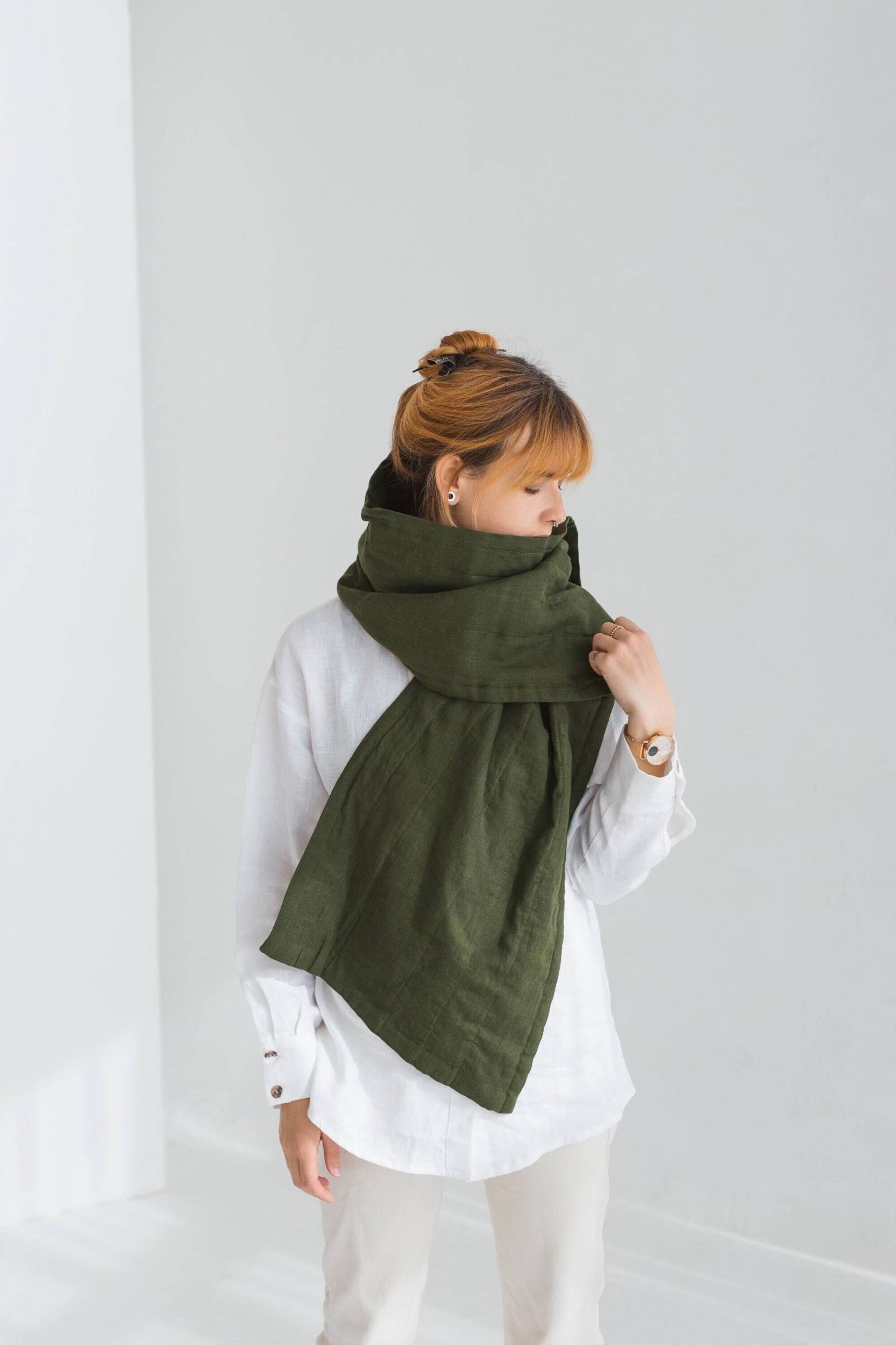 Natürlicher Leinenschal Mit Wollfüllung, Dunkelgrüner Weicher Leinen-Wollschal, Leinen-Wrap, Leinen-Woll-Wickelschal, Geschenk Für Sie Natürlicher Leinenschal Mit Wollfüllung, Dunkelgrüner Weicher Leinen-Wollschal, Leinen-Wrap, Leinen-Woll-Wickelschal, Geschenk Für Sie von SandSnowLinen