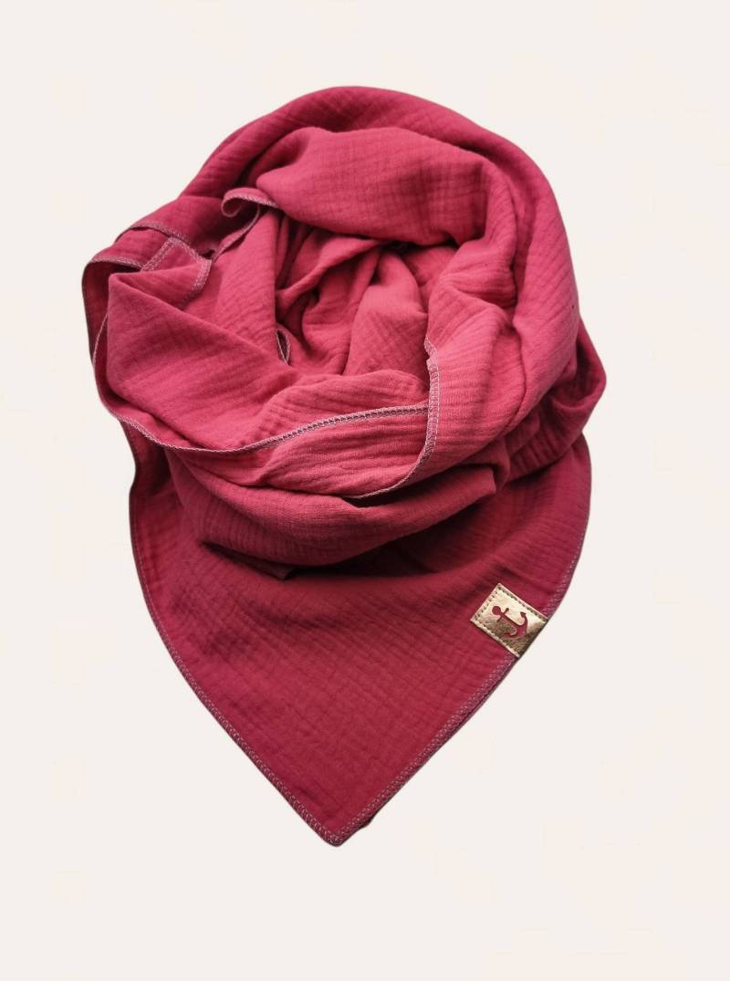 Musselintuch/Musselindecke Aus Bio Baumwollstoff in Der Farbe Himbeere Und Anker Patch 130 X 130cm von SandaiDesign