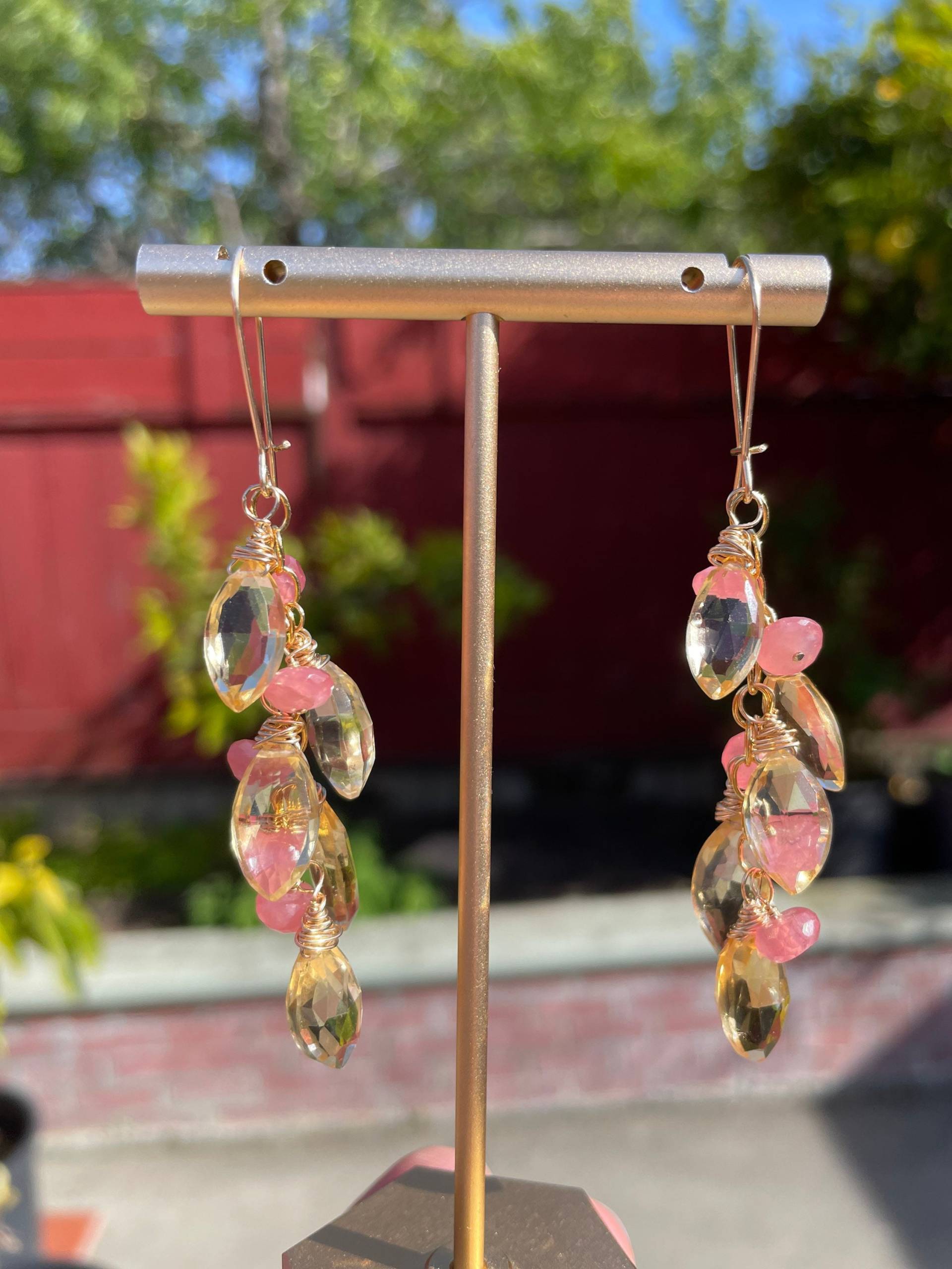 Citrin Und Rhodochrosit Ohrhänger von SandandShellJewelry