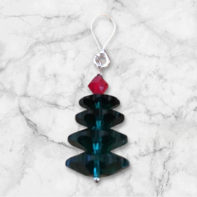 Swarovski Kristall Baum Halskette | Smaragd Grüner Anhänger Handgemachter Weihnachtsschmuck von SandersCraftsShop