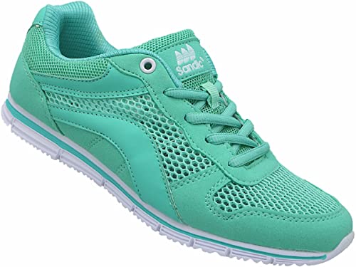 Damen Leichter luftiger Sommer Schuhe Runners Turnschuhe Sneaker Neon (Mint, eu_Footwear_Size_System, Adult, Women, Numeric, medium, Numeric_38) von Sandic