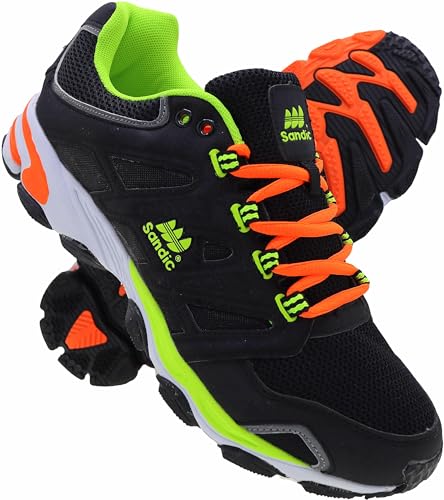 Herren Sportschuhe Sneaker Turnschuhe Laufschuhe Schuhe (Schwarz Grün Orange, eu_Footwear_Size_System, Adult, Men, Numeric, medium, Numeric_43) von Sandic
