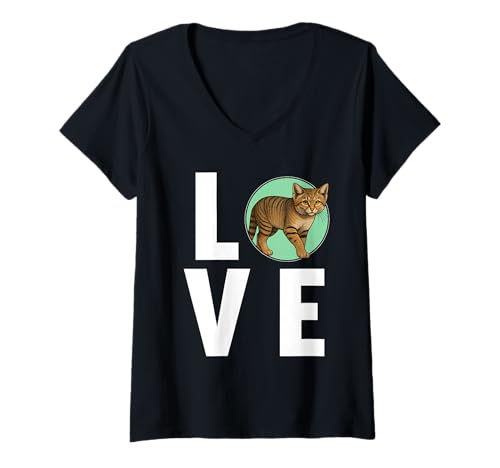 Damen Sandkatzen Sandkatze T-Shirt mit V-Ausschnitt Damen Sandkatzen Sandkatze T-Shirt mit V-Ausschnitt von Sandkatzen Sandkatze Tier Shop