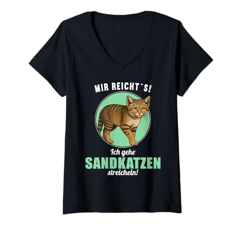 Damen Sandkatzen Sandkatze T-Shirt mit V-Ausschnitt von Sandkatzen Sandkatze Tier Shop