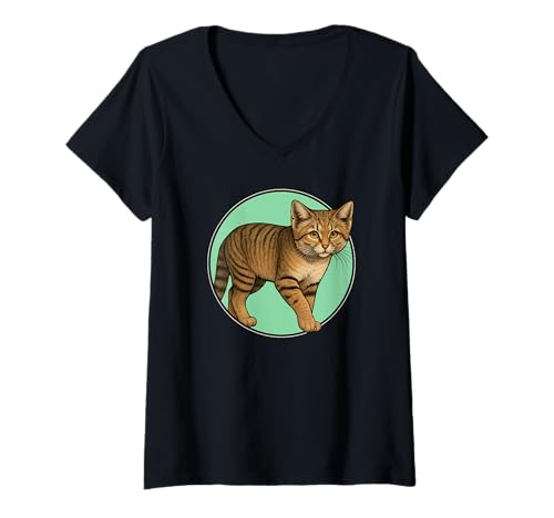 Damen Sandkatzen Sandkatze T-Shirt mit V-Ausschnitt Damen Sandkatzen Sandkatze T-Shirt mit V-Ausschnitt von Sandkatzen Sandkatze Tier Shop
