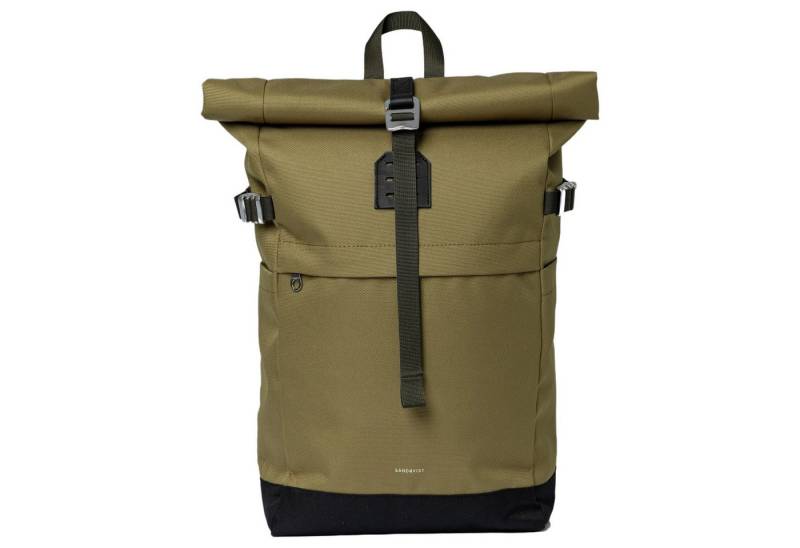 Sandqvist Rucksack Icon Rolltop - Rucksack M 14" 60 cm (olive drab with black leather) von Sandqvist