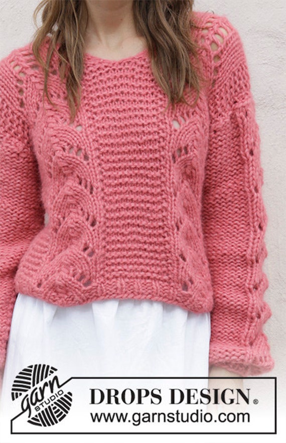 Gestrickter Drops Pullover Mit V-Ausschnitt, Handgestrickter Alpaca Silk Spitze, Niedriger Preis von SandrAndWool